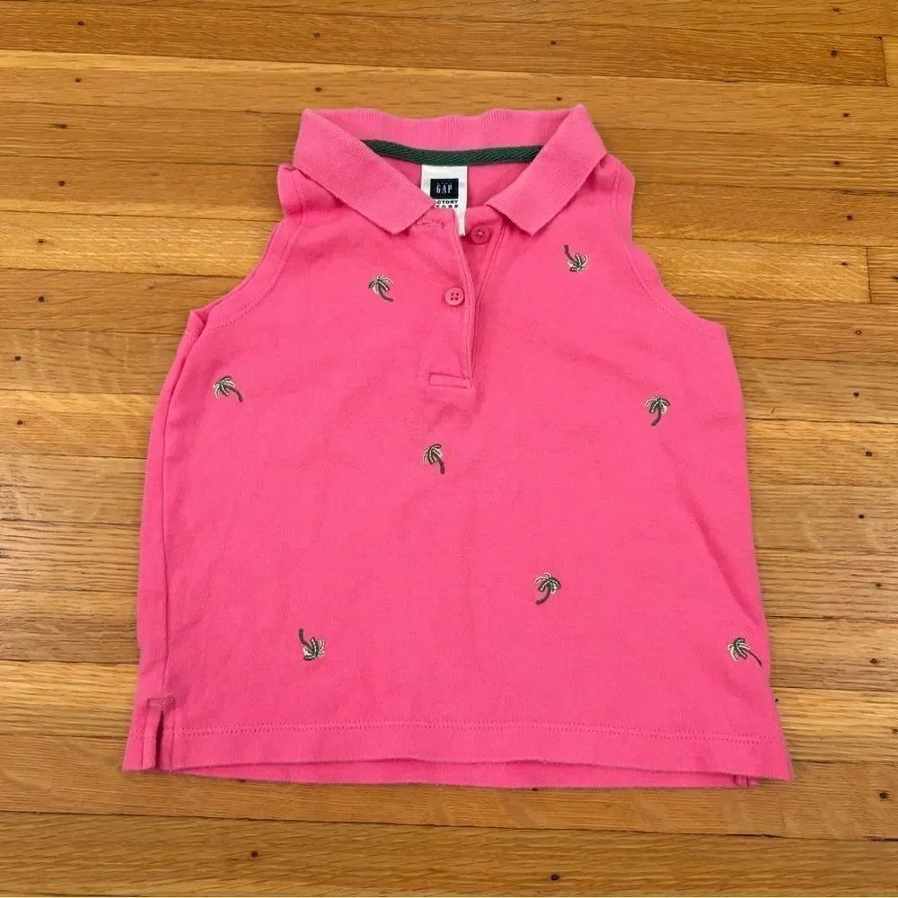 Baby Gap Factory Vintage y2k 2004 pink embroidered palm tree polo tank
